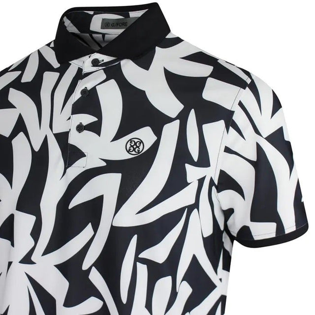 G/FORE Contrast Palm Tech Pique Onyx Polo - One Golf