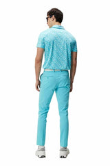 J.Lindeberg Darlo Print Bias Bridge Blue Curacao Golf Polo