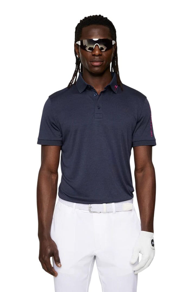 J.Lindeberg Tour Tech Navy Melange Golf Polo