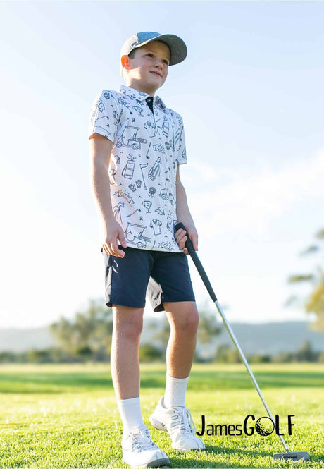 JamesGolf Short Sleeve Golf 1 White/Black Golf Shirt - One Golf
