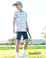 JamesGolf Short Sleeve Golf 1 White/Black Golf Shirt - One Golf
