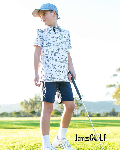 JamesGolf Short Sleeve Golf 1 White/Black Golf Shirt - One Golf