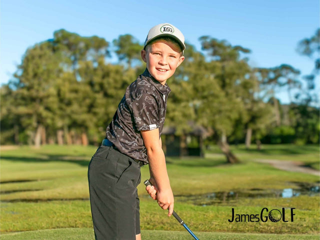 JamesGolf Short Sleeve Golf Clubs Black/White Golf Shirt - One Golf
