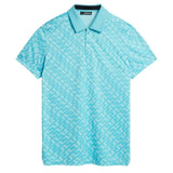 J.Lindeberg Darlo Print Bias Bridge Blue Curacao Golf Polo - One Golf