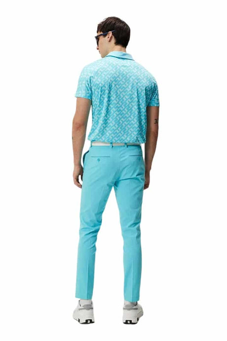 J.Lindeberg Darlo Print Bias Bridge Blue Curacao Golf Polo - One Golf