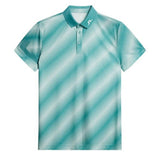 J.Lindeberg Heath Print Comb Teal M Polo - One Golf
