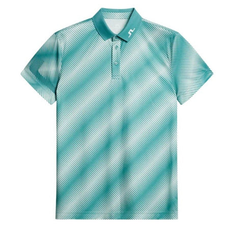 J.Lindeberg Heath Print Comb Teal M Polo - One Golf