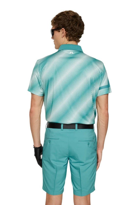 J.Lindeberg Heath Print Comb Teal M Polo - One Golf