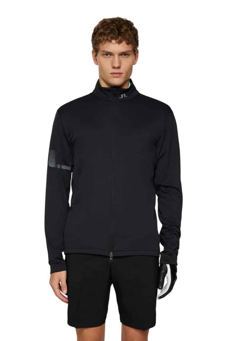 J.Lindeberg Heath Zip Black Mid Layer - One Golf