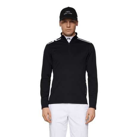J.Lindeberg Leon Quarter Zip Black Mid Layer - One Golf