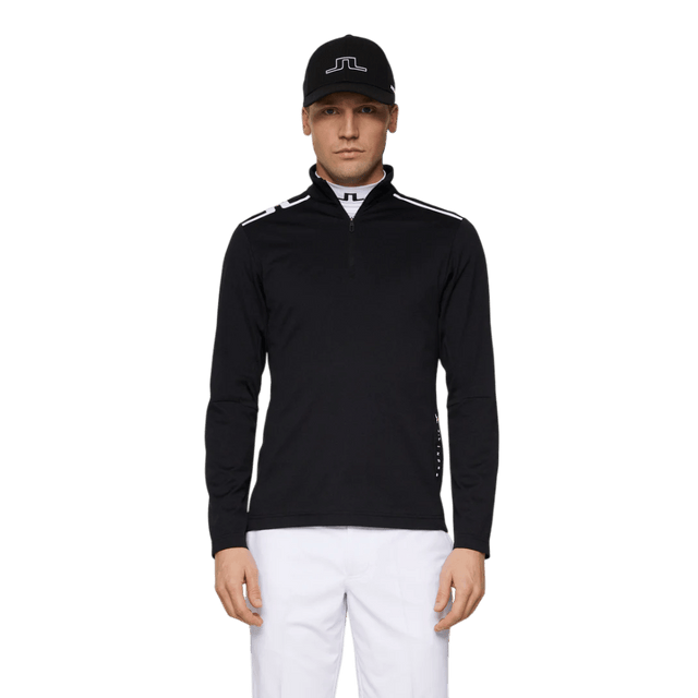 J.Lindeberg Leon Quarter Zip Black Mid Layer - One Golf