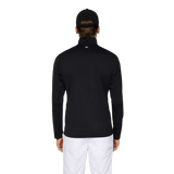J.Lindeberg Leon Quarter Zip Black Mid Layer - One Golf