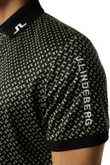 J.Lindeberg Tour Tech Geo Olive Print Polo - One Golf