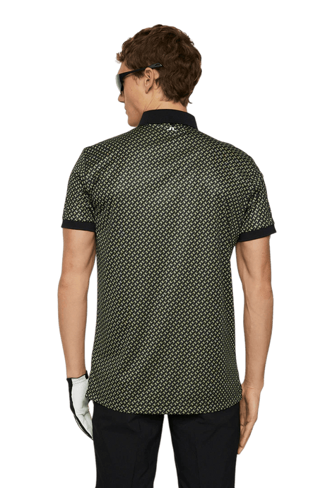 J.Lindeberg Tour Tech Geo Olive Print Polo - One Golf