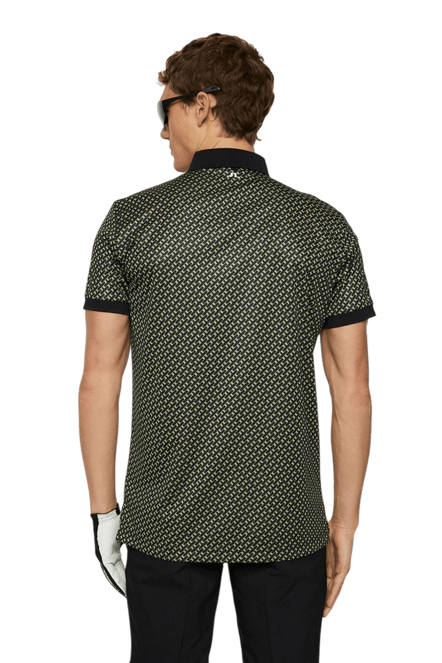 J.Lindeberg Tour Tech Geo Olive Print Polo - One Golf
