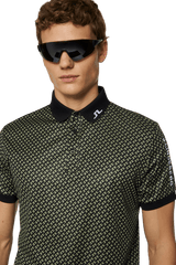 J.Lindeberg Tour Tech Geo Olive Print Polo - One Golf