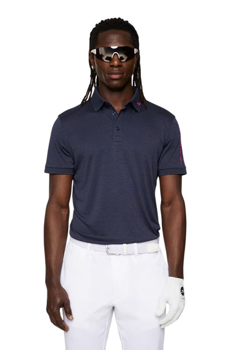 J.Lindeberg Tour Tech Navy Melange Golf Polo - One Golf