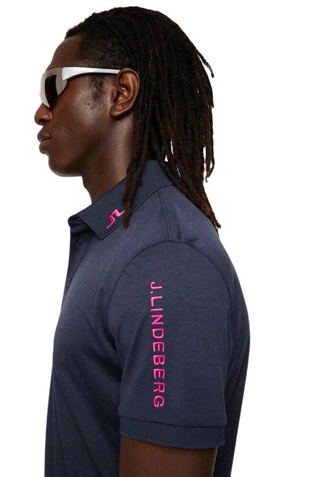 J.Lindeberg Tour Tech Navy Melange Golf Polo - One Golf
