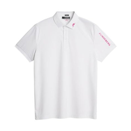 J.Lindeberg Tour Tech Reg Fit White Golf Polo - One Golf