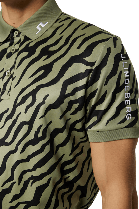 J.Lindeberg Tour Tech Tiger Olive Print Polo - One Golf
