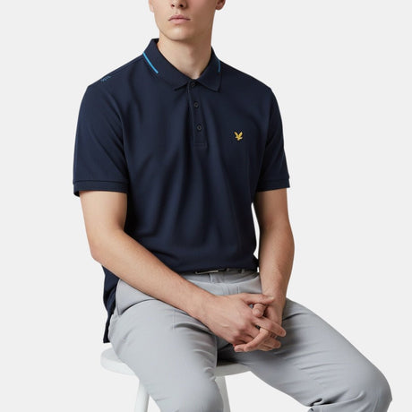 Lyle & Scott Golf 1874 Dark Navy Tipped Tech Polo Shirt - One Golf