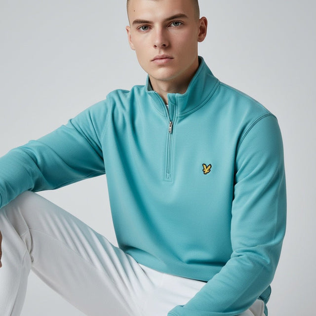 Lyle & Scott Golf Core Aquamarine Blue 1/4 Zip - One Golf