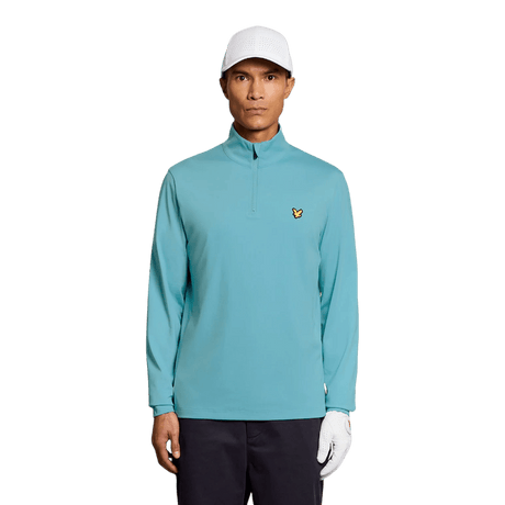 Lyle & Scott Golf Core Aquamarine Blue Quarter Zip Midlayer - One Golf
