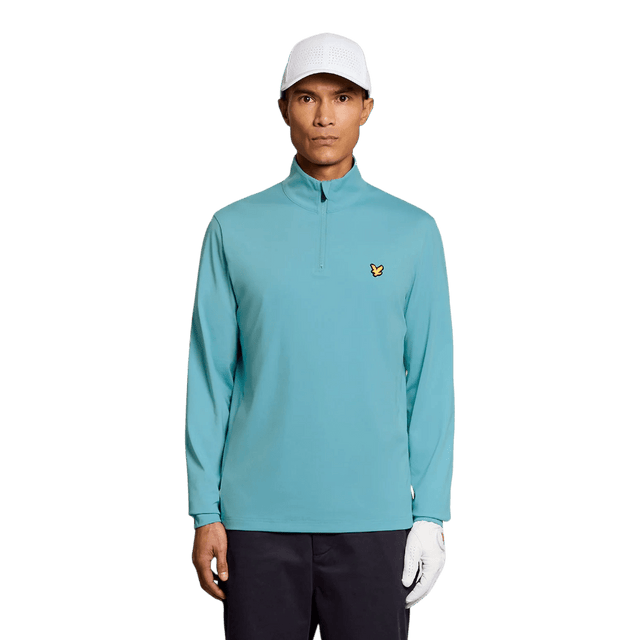 Lyle & Scott Golf Core Aquamarine Blue Quarter Zip Midlayer - One Golf