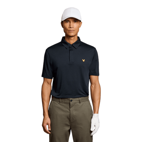 Lyle & Scott Golf Dark Navy Concealed Placket Polo Shirt - One Golf