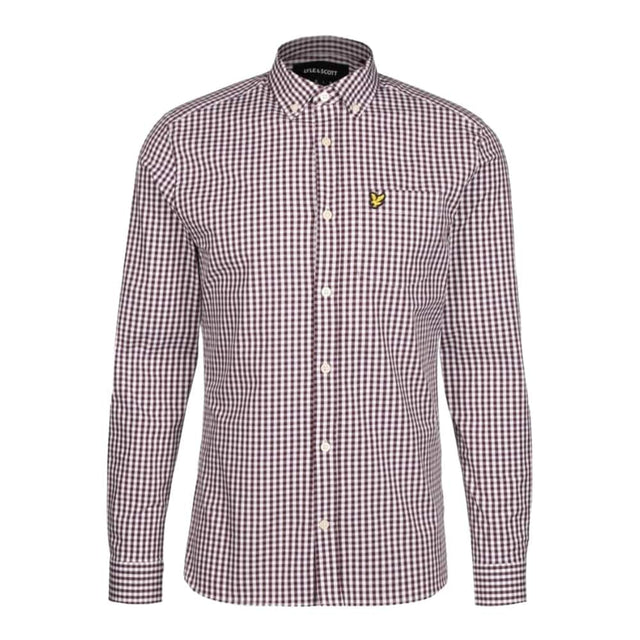 Lyle & Scott Gingham Burgundy Golf Shirt