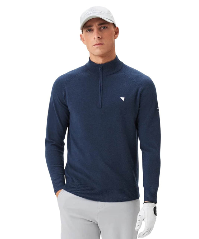 Macade Bridge Dark Blue Merino Quarter Zip - One Golf