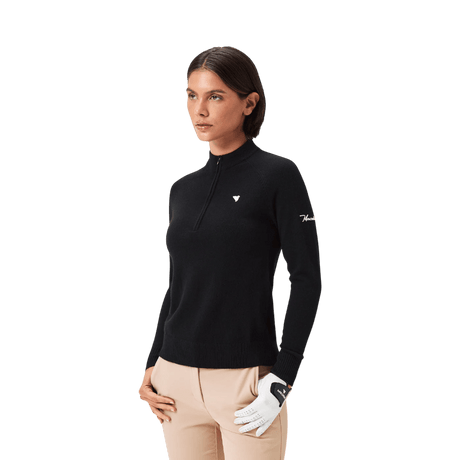Macade Women's Bridge Merino Black Quarter Zip - One Golf