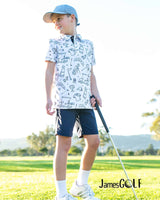 JamesGolf Short Sleeve Golf 1 White/Black Golf Shirt