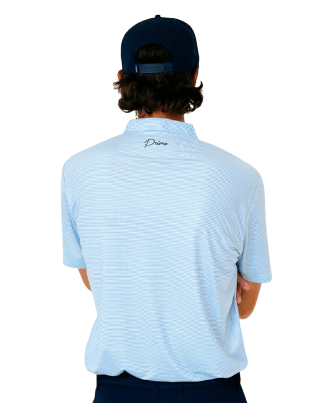 Primo & Grant Horvat Light Blue Micro Stripes Blade Polo - One Golf
