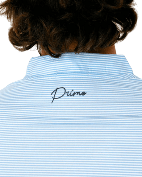 Primo & Grant Horvat Light Blue Micro Stripes Blade Polo - One Golf