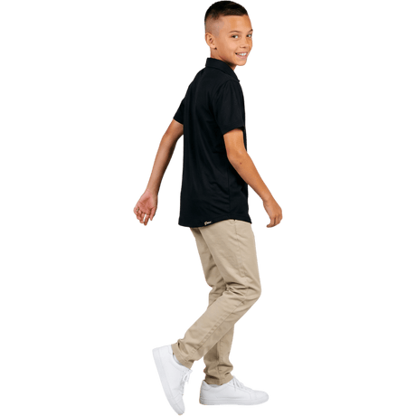 Primo Youth Boy's Black Classic Polo - One Golf