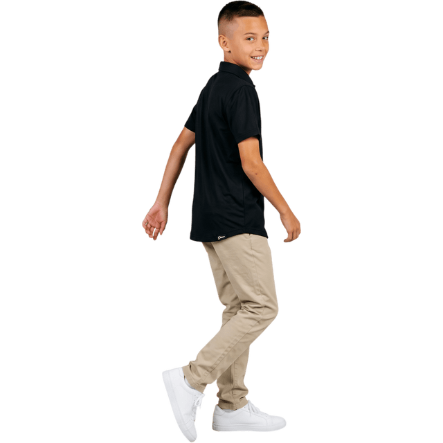 Primo Youth Boy's Black Classic Polo - One Golf