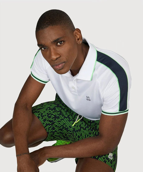Psycho Bunny Jayden Stripe Sport Mens White Polo - One Golf