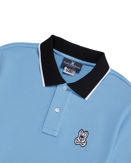 Psycho Bunny Men's Serge Pique Fashion Montana Sky Polo - One Golf