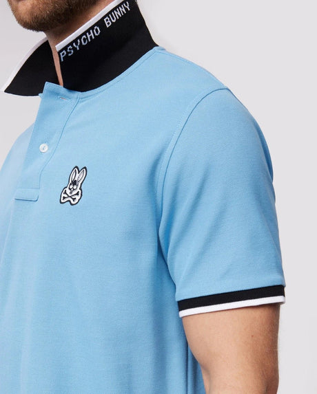 Psycho Bunny Men's Serge Pique Fashion Montana Sky Polo - One Golf