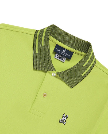 Psycho Bunny Men's Strype Fashion Lime Granita Polo - One Golf