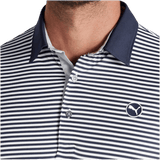 Puma Pure Striped Deep Navy/White Glow Polo - One Golf