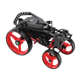 Spyder Premium 4 Wheeler Black/Red Rim Push Cart - One Golf