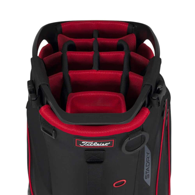 Titleist Hybrid 14 StaDry Black/Black/Red Stand Bag - One Golf