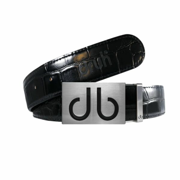 Druh Black Crocodile Leather Belt