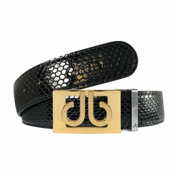 Druh Black Snakeskin Leather Belt