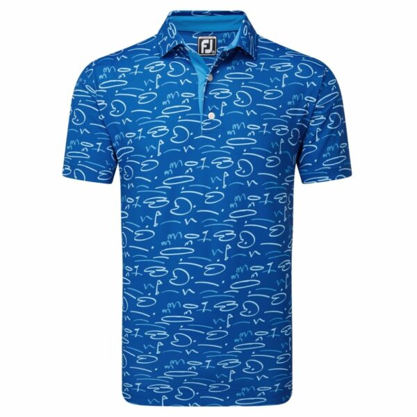 FootJoy Golf Course Doodle Deep Blue Golf Shirt