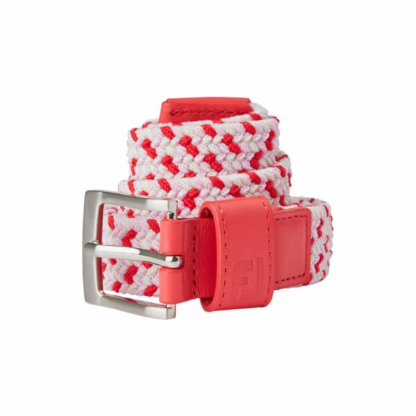 FootJoy Red/White/Pink Braided Ladies Belt