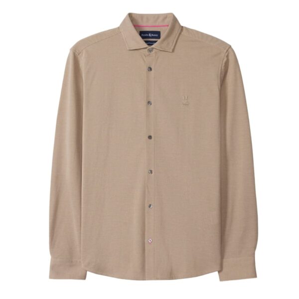 Psycho Bunny Austin Pique Oxford Stone Long Sleeve