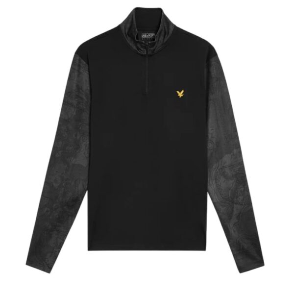 Lyle & Scott Black Golf Printed Contour Midlayer